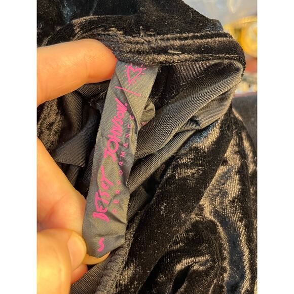 Betsey Johnson Performance Pullover Small Black Cowl Neck Crushed Velvet - Picture 7 of 7